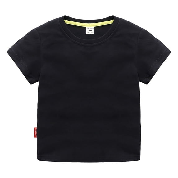 Cnuiaeg Boys and Girls' Classic Fit Crewneck T Shirt,Color Black,Size 5-6 Years