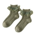 thumbnail image 1 of Cnuiaeg Girls Cotton Lace Ankle Socks - Thin Socks for Dancing in Spring and Autumn,Color Green,Size 4-6 Years, 1 of 4