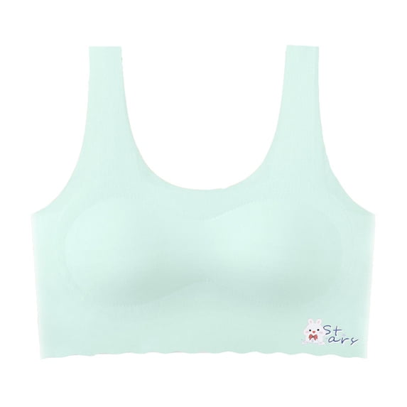 Cnuiaeg Girls' Seamless Sports Bras - Solid Color , Ultra Soft Removable Padding Training Bras for & Tweens,Color Green,Size 11-14 Years