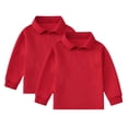 thumbnail image 1 of Cnuiaeg Kids' 2-Pack Spring Long Sleeve Polo Shirts, Cotton Blend Solid Casual Tops for Everyday Wear,Color Red,Size 2-3 Years, 1 of 4