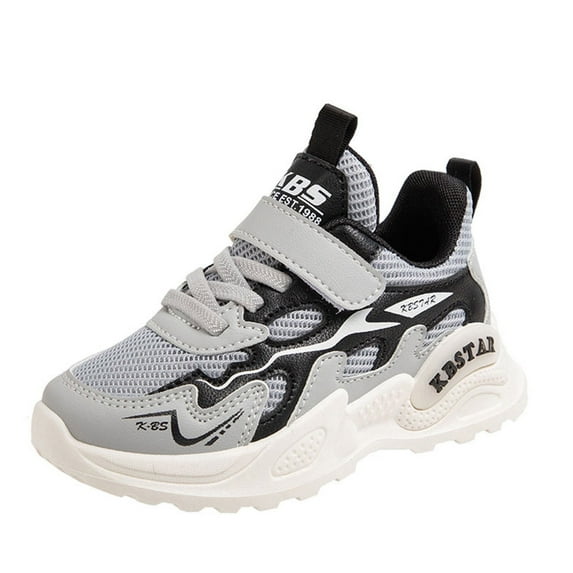 Cnuiaeg Kids' Color - Blocked Athletic Sneakers with Hook - and - Loop Closure and Mesh Upper,Color Grey,Size 10-10.5 Years