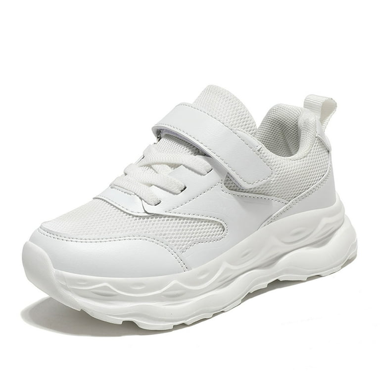 Cnuiaeg Kids Mesh Hook-and-Loop Sneakers,Solid Color Running Shoes