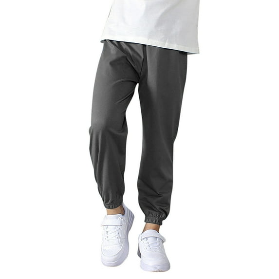 Cnuiaeg Leggings Pants for Girls & Boys - Lightweight Summer Cotton Blend Sports Pants,Color Dark Gray,Size 7-8 Years