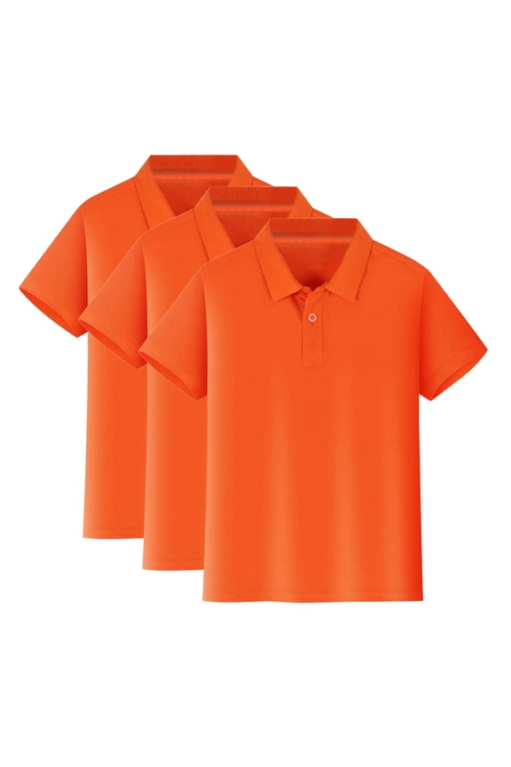 Cnuiaeg (Pack of 3) Kids Youth Short Sleeve Polo Golf Shirt Back to School Uniform Boys and Girls