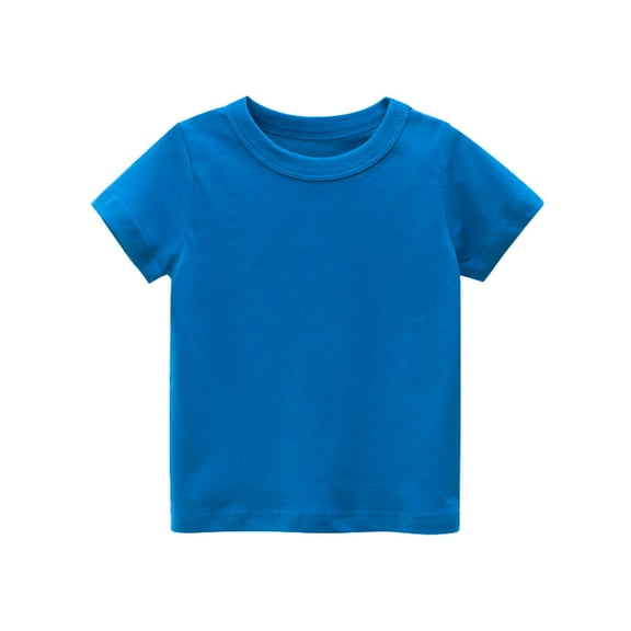 Cnuiaeg Short Sleeve T-Shirt Solid Color Tee for Boys Girls, Unisex,Color Blue,Size 18-24 Months