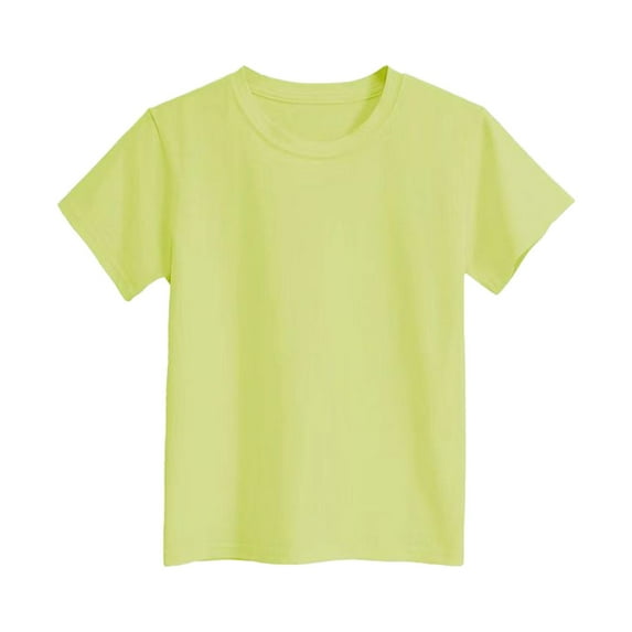 Cnuiaeg Summer Tops Printed Children'S Fashion Loose T Shirt Girls Solid Color Short-Sleeved Round Neck Size:3-4 Years
