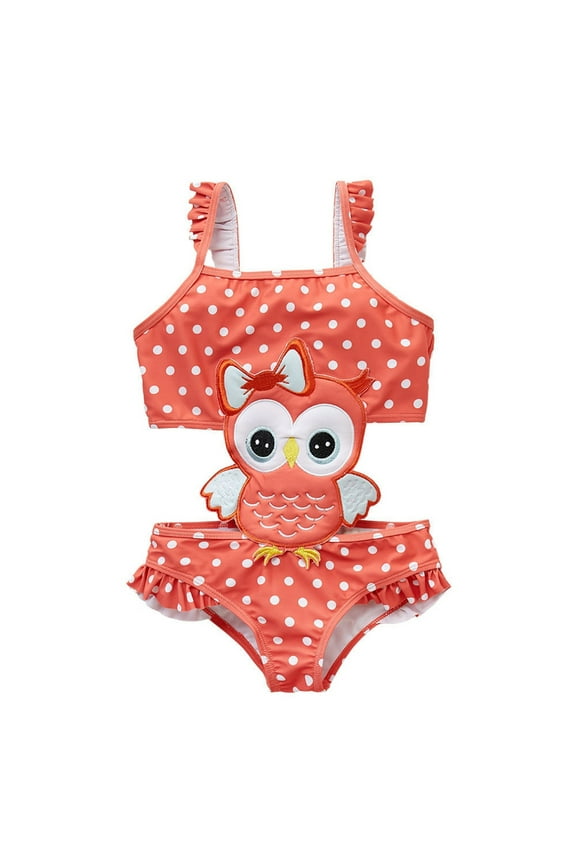Toddler Kids 3D Cartoon Bikini - Baby Girls 1-Piece Swimsuit for Summer Beach,Color Watermelon Red,Size 18-24 Months