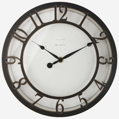 & Co 10" Farmhouse Series Wall Clock, Vintage Style, Retro Clock, Silent no Ticking, Oil Rubbed Bronze Finish