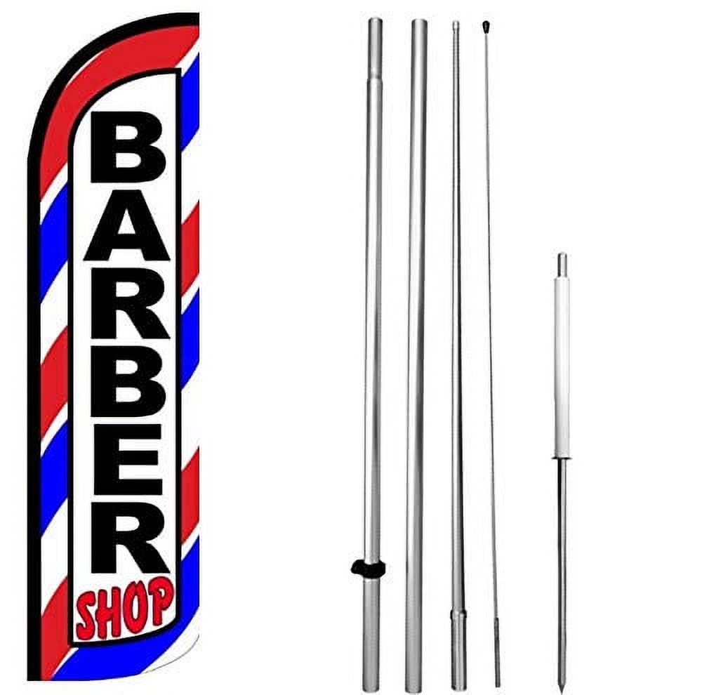 Co BARBER SHOP Windless Feather Swooper Flag Banner Sign 15 Ft Tall ...