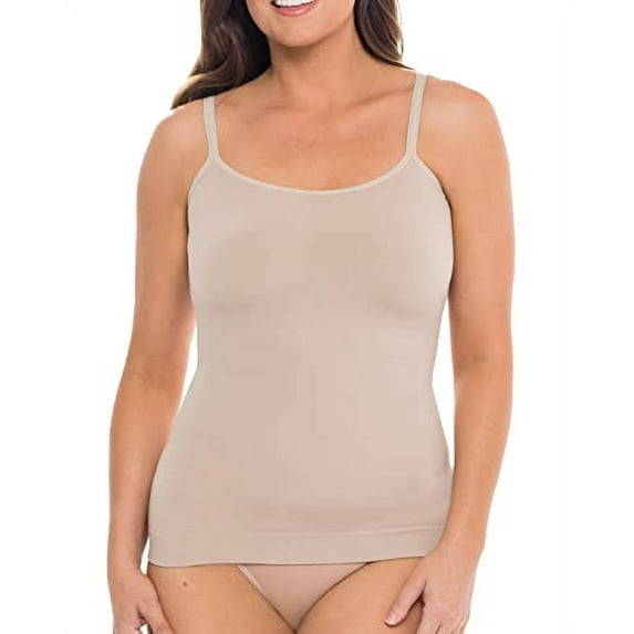 Co'Coon Shapewear Womens Scoop Neck Camisole Tank Top Tummy Waist Control Thin Strings Cami Body Shaper (Nude, Large)