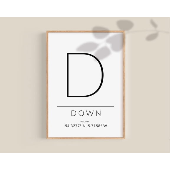Co Down Irish Wall Decor Ireland s Gps coordinates Poster, Unframed Poster Size 12x18