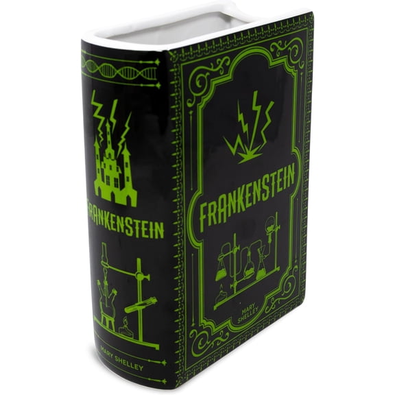 & Co  Large Book-Shaped Decorative Vase, Ceramic Vases for  Decor, Gothic Bookshelf Decor,  Vase for Book Lovers (Frankenstein)