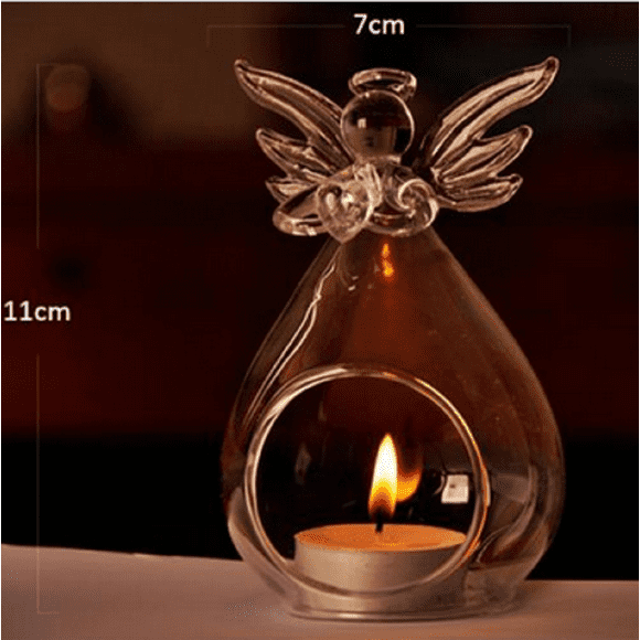 Co.MMehjri Glass Candle Holder Unique Angel Shape Transparent Hollow Romantic Hanging Candlestick Home Room Party Decoration