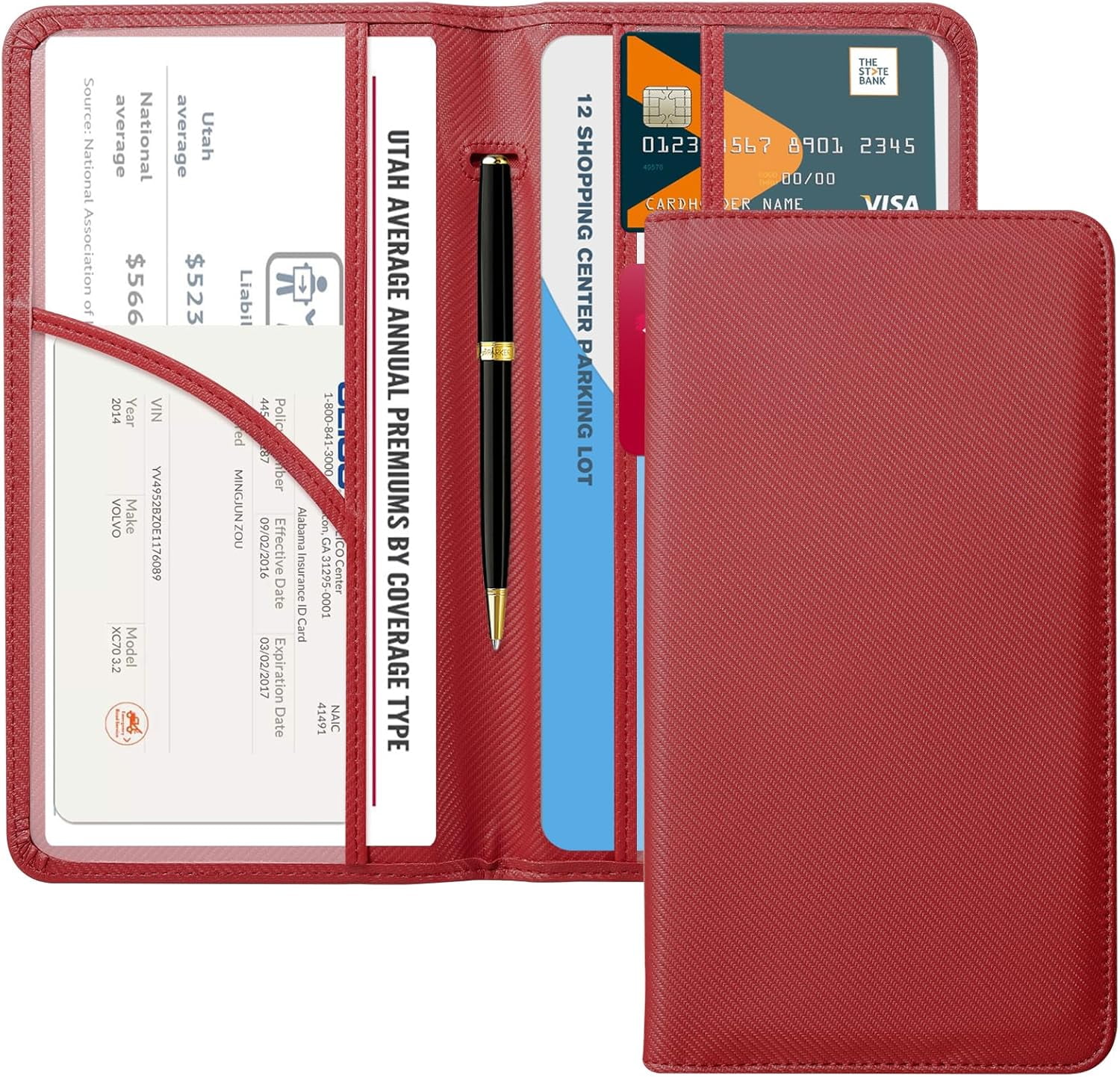 CoBak Car Registration and Insurance Holder - Vehicle Glove Box Car Organizer, Auto Truck Comparment Accessories Case with Magnetic Closure for Essential Document, Driver License, Cards