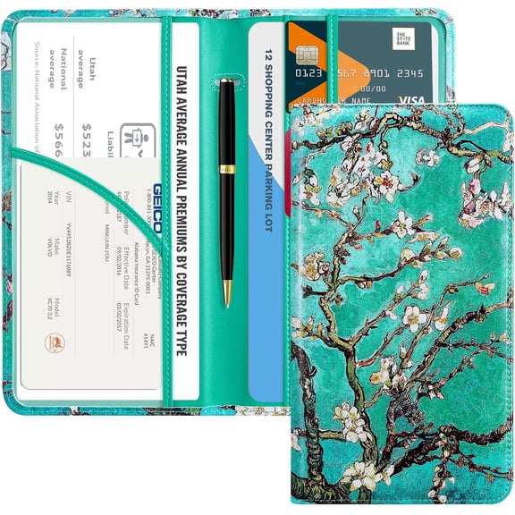 CoBak Car Registration and Insurance Holder - Vehicle Glove Box Car Organizer, Auto Truck Comparment Accessories Case with Magnetic Closure for Essential Document, Driver License, Cards