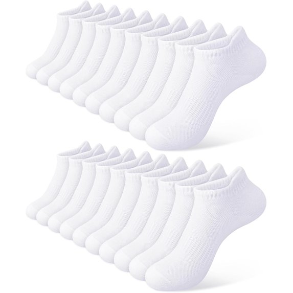 CoCoMangos 10 Pairs White Ankle Socks Woman Low Cut Running Cotton Athletic No Show Socks Womens