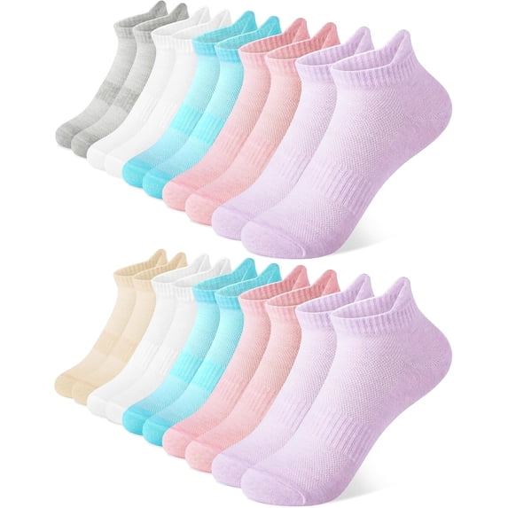 CoCoMangos 10 Pairs White Ankle Socks Woman Low Cut Running Cotton Athletic No Show Socks Womens