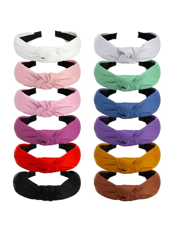 12 Pcs Womens Headbands Knotted Headbands for Women Wide Headbands Boho Bandeau Knot Turban Headband Hair Band Elastic Hair Accessories for Women