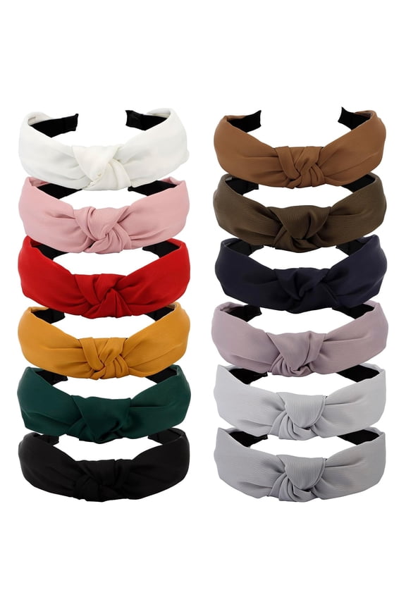 12 Pcs Womens Headbands Knotted Headbands for Women Wide Headbands Boho Bandeau Knot Turban Headband Hair Band Elastic Hair Accessories for Women