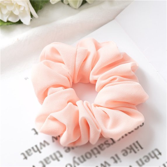CoCoMangos 1Pc Solid Color Chiffon Satin Elastic Hair Ties For Girls Women Hair Rope Rings Scrunchies Ponytail Holder Pink Hair Accessories