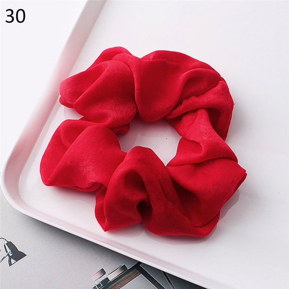 CoCoMangos 1Pc Solid Color Chiffon Satin Elastic Hair Ties For Girls Women Hair Rope Rings Scrunchies Ponytail Holder Pink Hair Accessories
