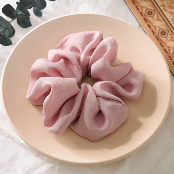CoCoMangos 1Pc Solid Color Chiffon Satin Elastic Hair Ties For Girls Women Hair Rope Rings Scrunchies Ponytail Holder Pink Hair Accessories