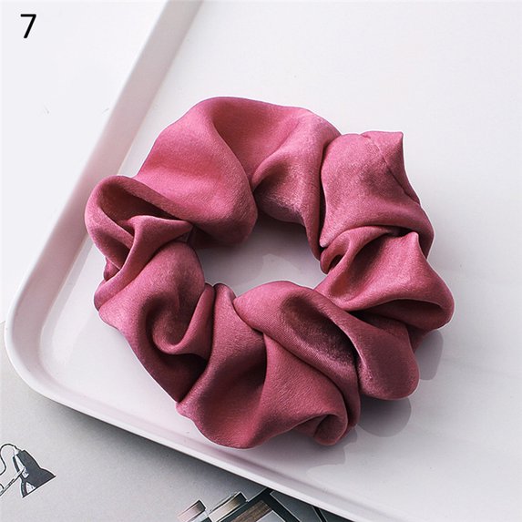 CoCoMangos 1Pc Solid Color Chiffon Satin Elastic Hair Ties For Girls Women Hair Rope Rings Scrunchies Ponytail Holder Pink Hair Accessories
