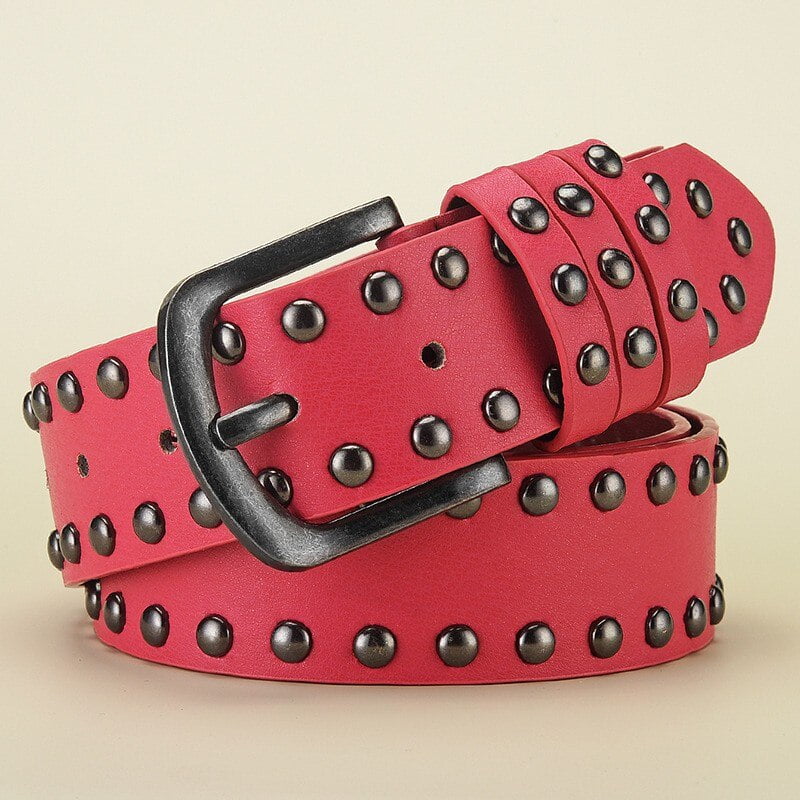 ファッション Women Belts, Vintage Punk Studded PU Leather Buckle Belt Clothing