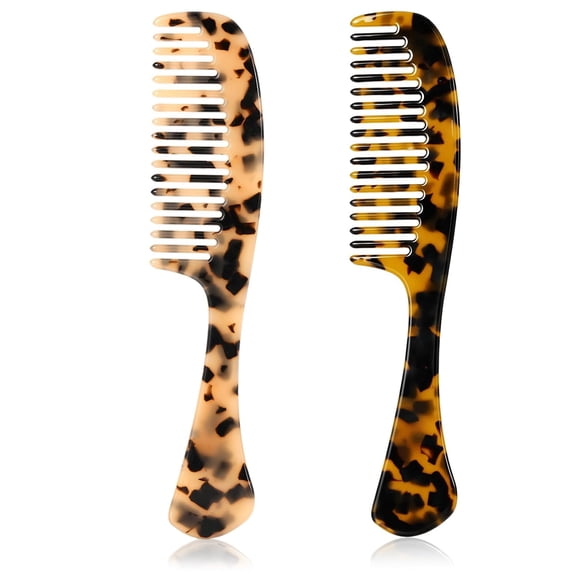 CoCoMangos 2 Pack Rat Tail Combs for Women, Fine Tooth Hair Parting Comb Root Teasing Hair Styling Tools for Braiding, Friendly Recycled Cellulose Acetate Comb Anti Static(Tortoise Shell, Ivory)
