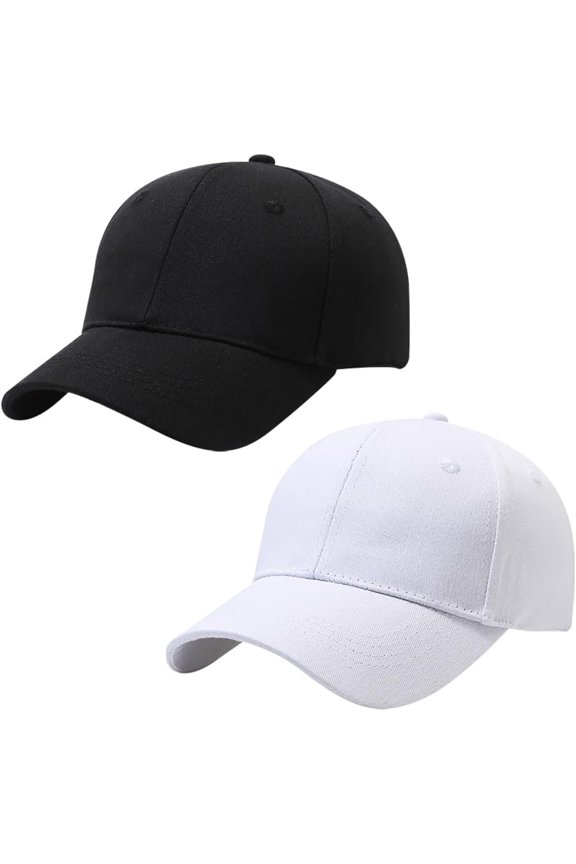 2 Pcs Solid Color Baseball Caps Adjustable Blank Sports Caps Classic 6 Panel Baseball Hats Unisex Adult Workout Trucker Hats