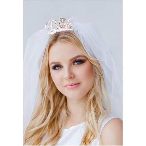 CoCoMangos 2 Tier Bride Wedding Veils Bachelorette Party Veil Shoulder Length Veils Ivory Bridal Veil with Headband for Women