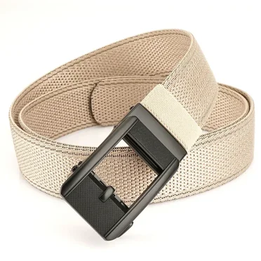 CoCoMangos 3.8cm Non Porous Automatic Buckle Nylon Belts Fashionable Color Elastic Belts Cinturon Trenzado Hombre Trendy Woven Mens Belt