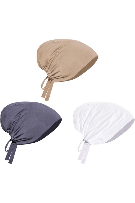 3 Pcs Muslim Inner Hijab Caps Women Solid Color Under Hijab Caps Stretchy Breathable Full Cover Undercap Tube Bonnet