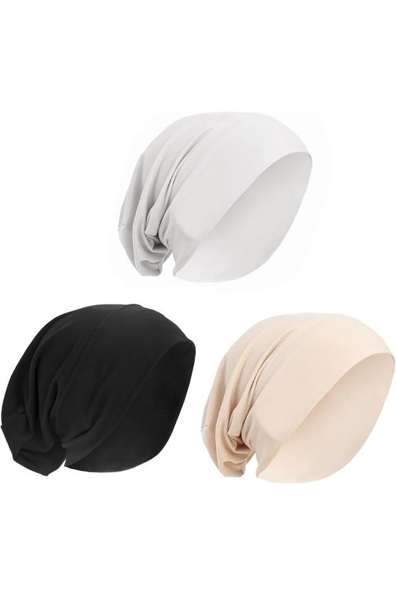 3 Pcs Muslim Inner Hijab Caps Women Solid Color Under Hijab Caps Stretchy Breathable Full Cover Undercap Tube Bonnet