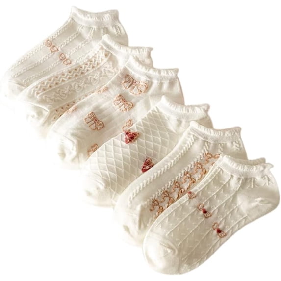 CoCoMangos 5/6/10 Cute Floral Socks Cartoon Soft Ankle Socks Low Cut Socks for Women Lady Girls Teen