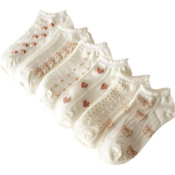 CoCoMangos 5/6/10 Cute Floral Socks Cartoon Soft Ankle Socks Low Cut Socks for Women Lady Girls Teen