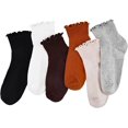 thumbnail image 1 of CoCoMangos 6 Pairs Cute Ruffle Socks for Women, Woman Color Frilly Ankle Socks, Cotton Lettuce edge Stockings for Girls Students, 1 of 8
