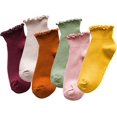 thumbnail image 1 of CoCoMangos 6 Pairs Cute Ruffle Socks for Women, Woman Color Frilly Ankle Socks, Cotton Lettuce edge Stockings for Girls Students, 1 of 7