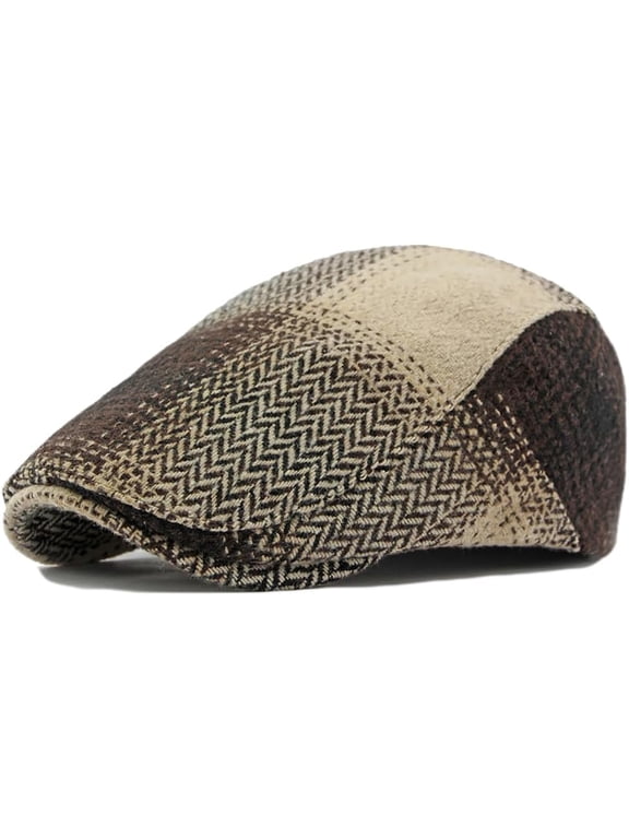 Adjustable Newsboy Caps for Men Wool Blend Tweed Ivy Flat Cap Cabbie Beret Hat