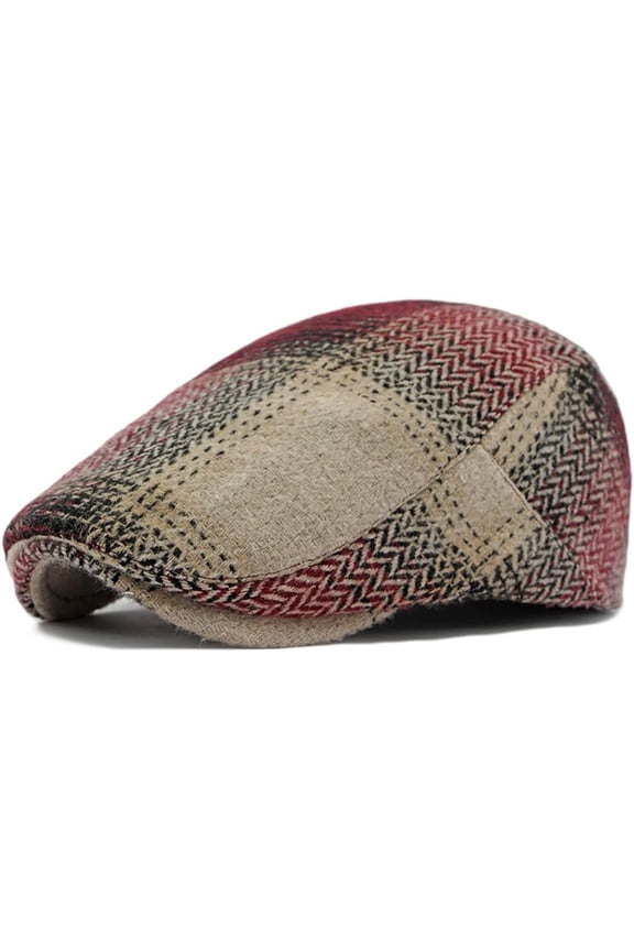 Adjustable Newsboy Caps for Men Wool Blend Tweed Ivy Flat Cap Cabbie Beret Hat