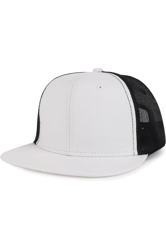 Armycrew Oversize 2XL Blank Plain Structured Mesh Back Flatbill Snapback Cap