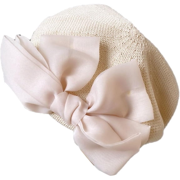 CoCoMangos Berets for Women Summer Fashion Bow Breathable Elegant Vintage Caps Sweet Modern Woven Mesh Hollow Hats