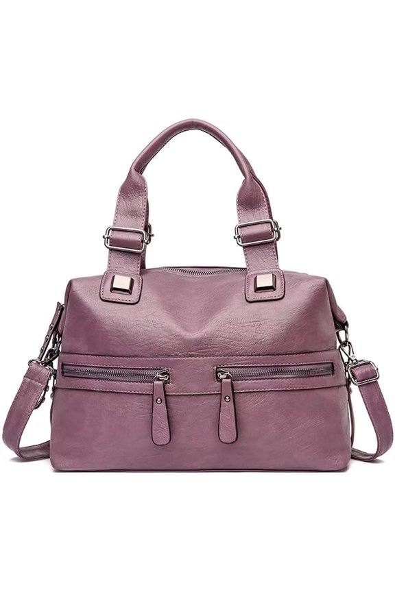 Boston Shoulder Bag for Women Top Handle Tote Bag Large Capacity Crossbody Bag Retro Handbag Leather Satchel