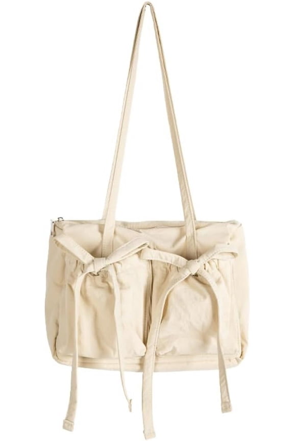 Bow Nylon Cute Shoulder Bag Y2K Bag Purse Bow Purse Aesthetic Tote Handbag Casual Hobo Purse with Zipper