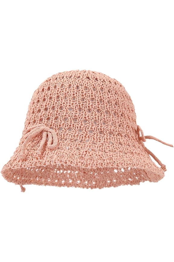 Bow Tie Sun Hat for Women Summer Crochet Wide Brim Bucket Hat Foldable Beach Hat Fashion Y2k Packable Knitted Cap