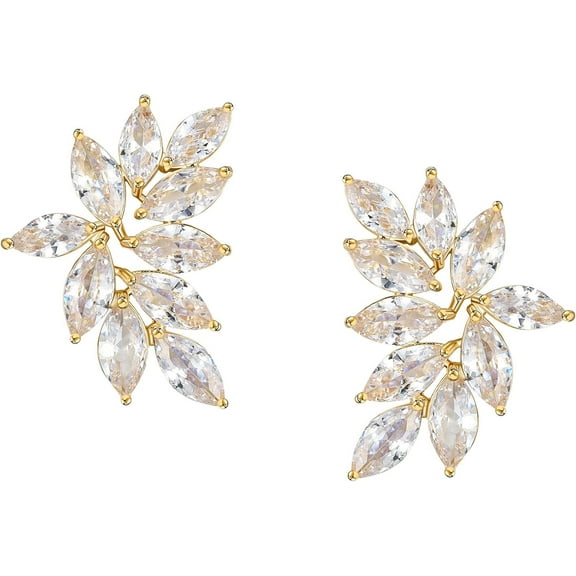 CoCoMangos Bridal Wedding Earrings for Brides Bridesmaid, Marquise Cubic Zirconia Rhinestone Cluster Earrings for Women, Prom