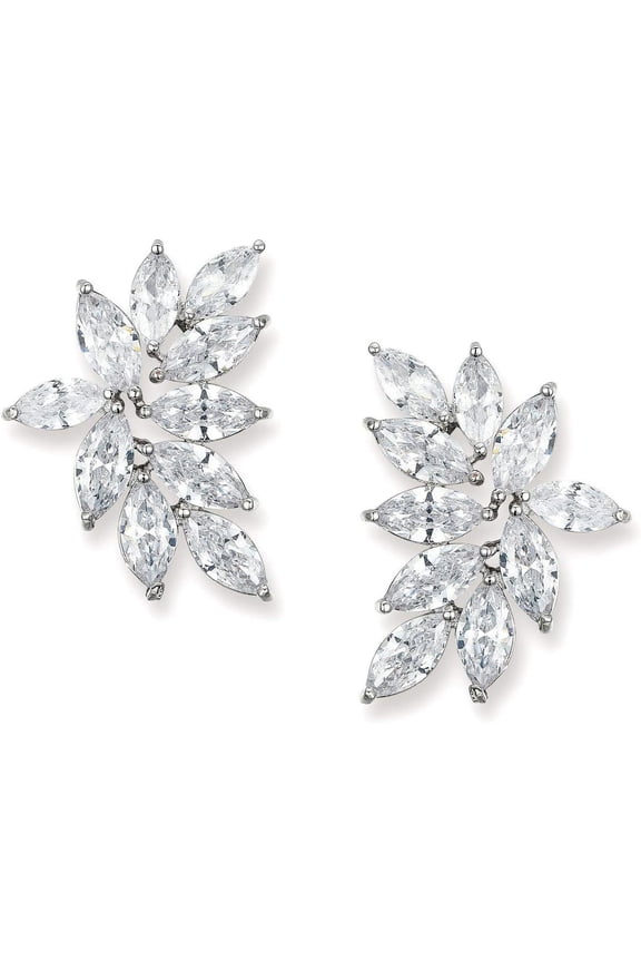 Bridal Wedding Earrings for Brides Bridesmaid, Marquise Cubic Zirconia Rhinestone Cluster Earrings for Women, Prom