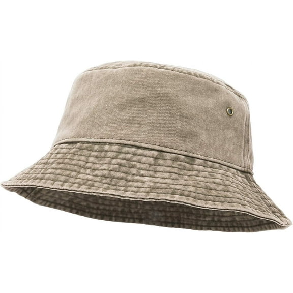 CoCoMangos Bucket Hat, Wide Brim Washed Denim Cotton Outdoor Sun Hat Flat Top Cap for Fishing Hiking Beach Sports