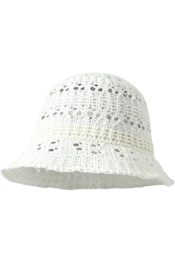 Bucket Hat for Women Crochet Wide Brim Sun Protection Hat Cutout Foldable Packable Knitted Beach Hat