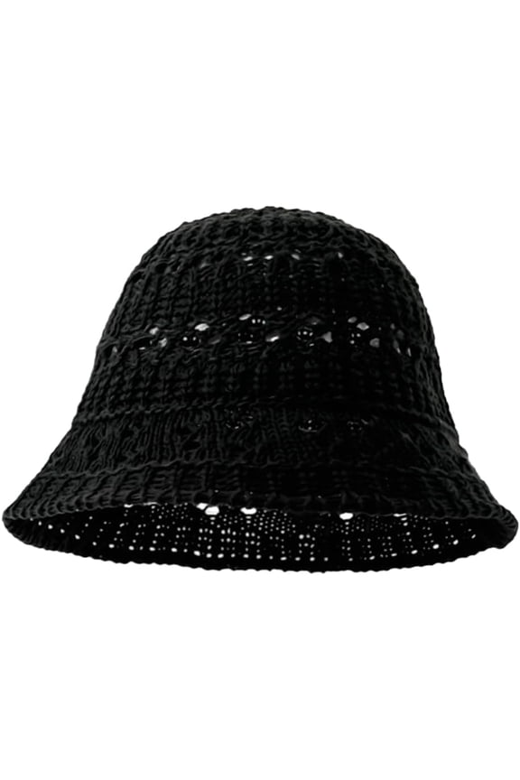 Bucket Hat for Women Crochet Wide Brim Sun Protection Hat Cutout Foldable Packable Knitted Beach Hat